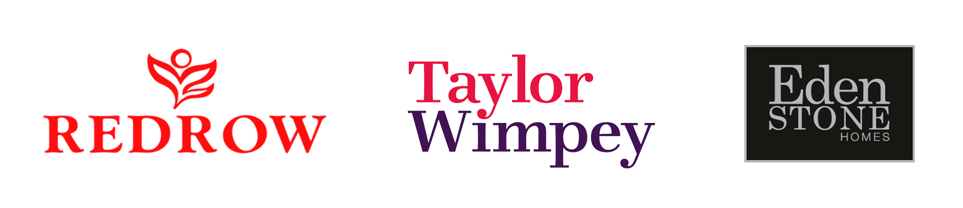 Image of Redrow, Taylor Wimpy and Eden Stone logos