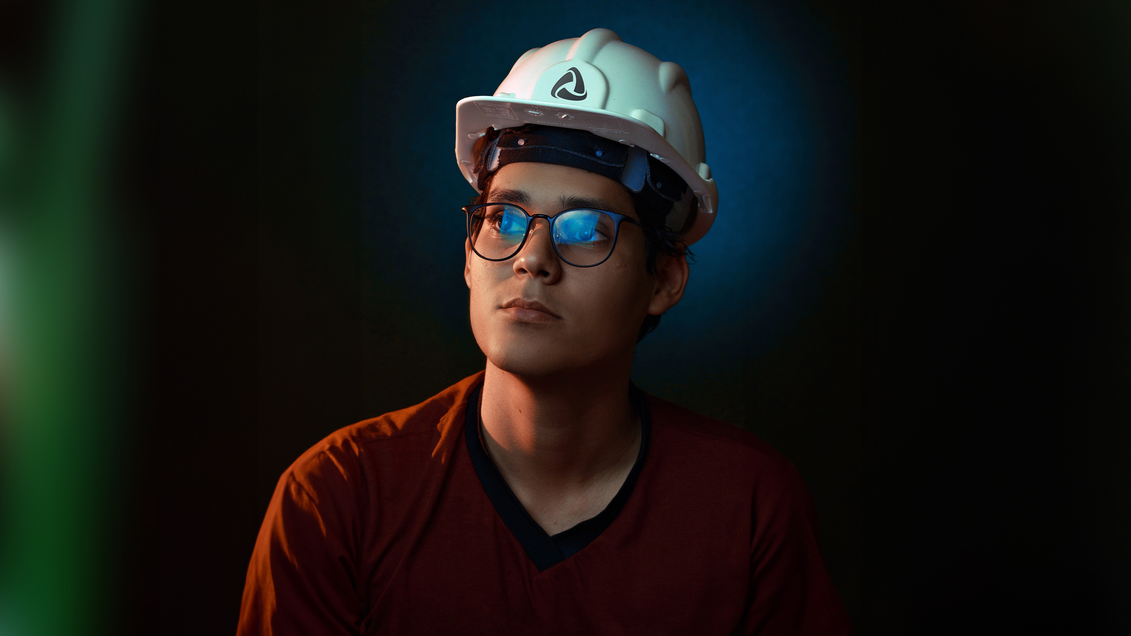young engineer wearing affinity branded hard hat