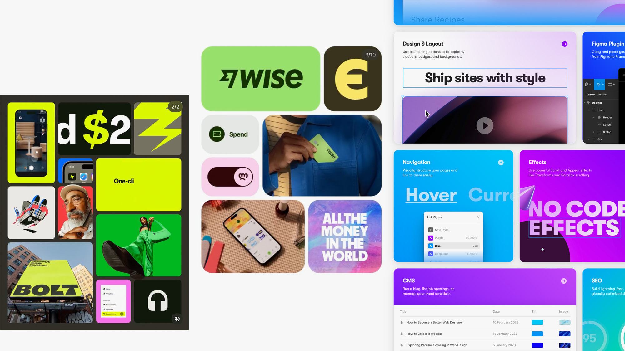 Example's of brands using the Bento Box layout to display lots of images in a grid