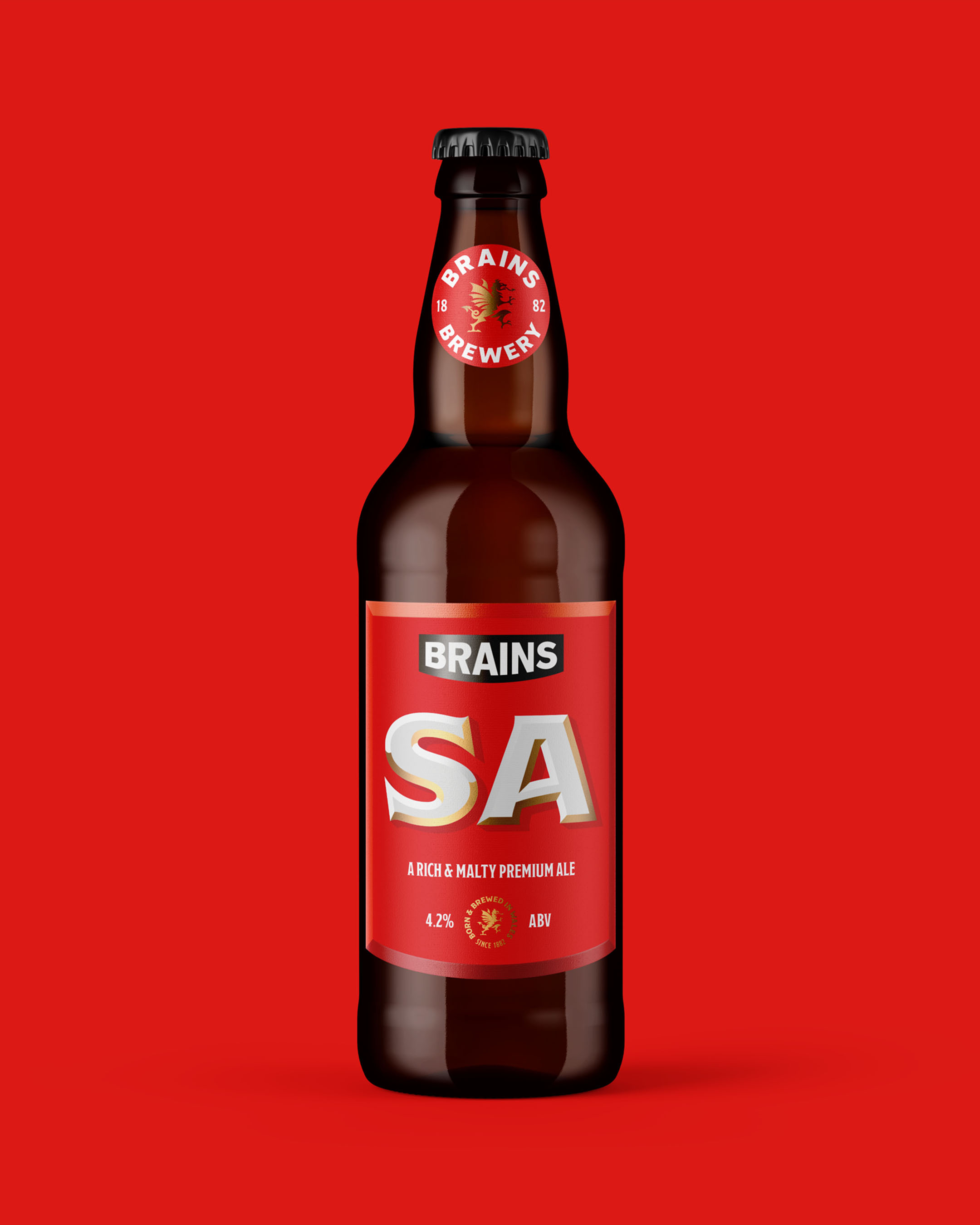 Image of the new label design for Brains SA