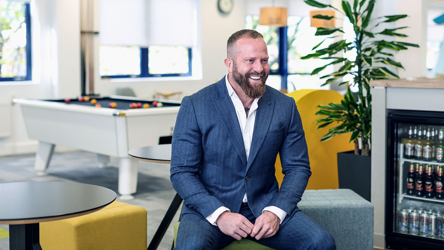 One of the Yolk team sat in the office