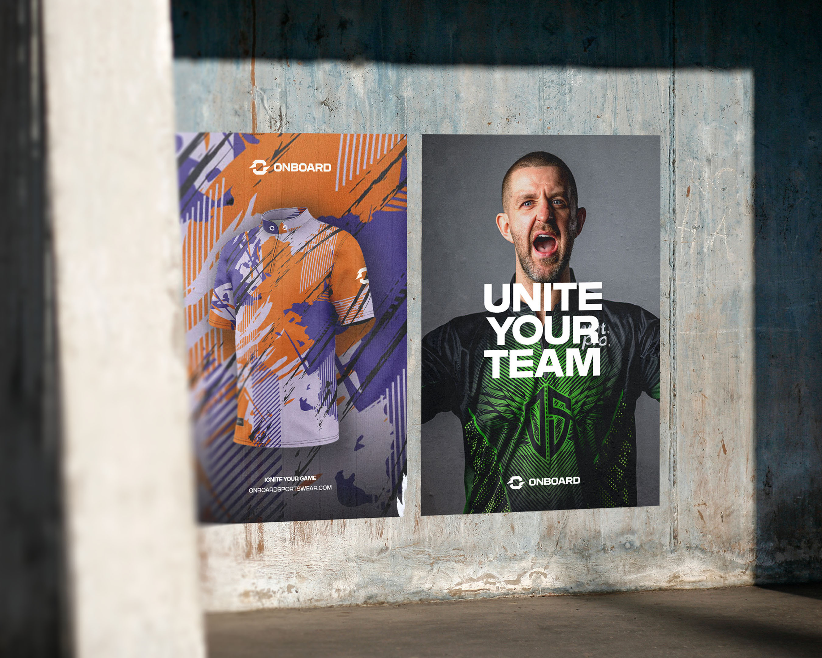 onboard posters on a concourse wall