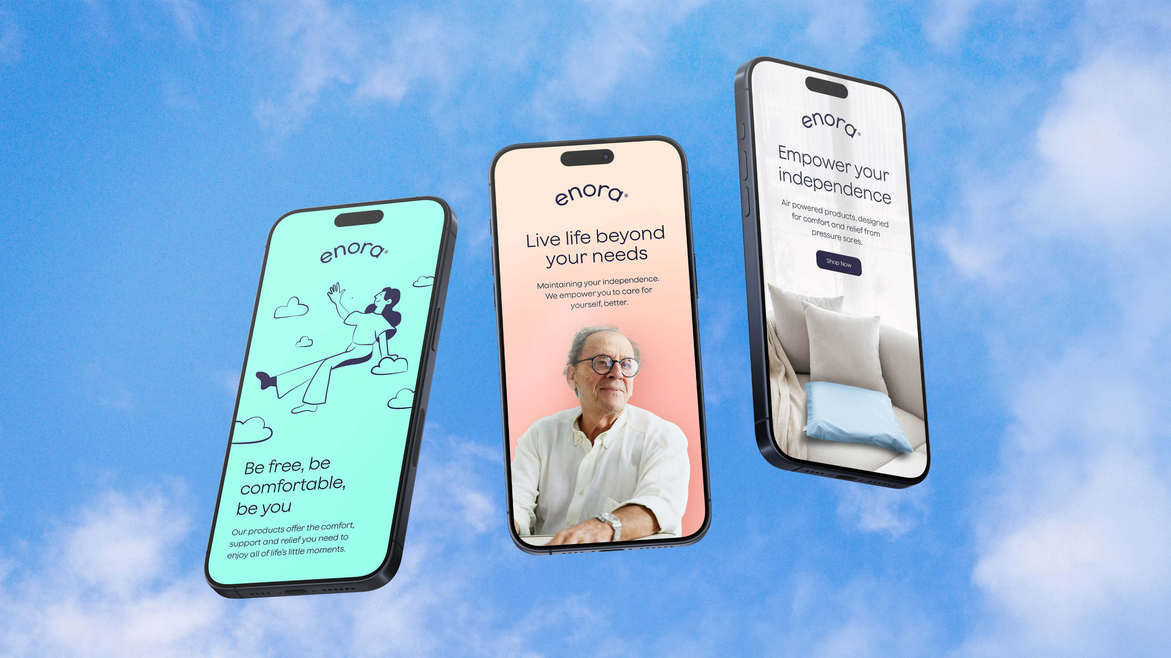 Enora social campaign design shown on mobile devices