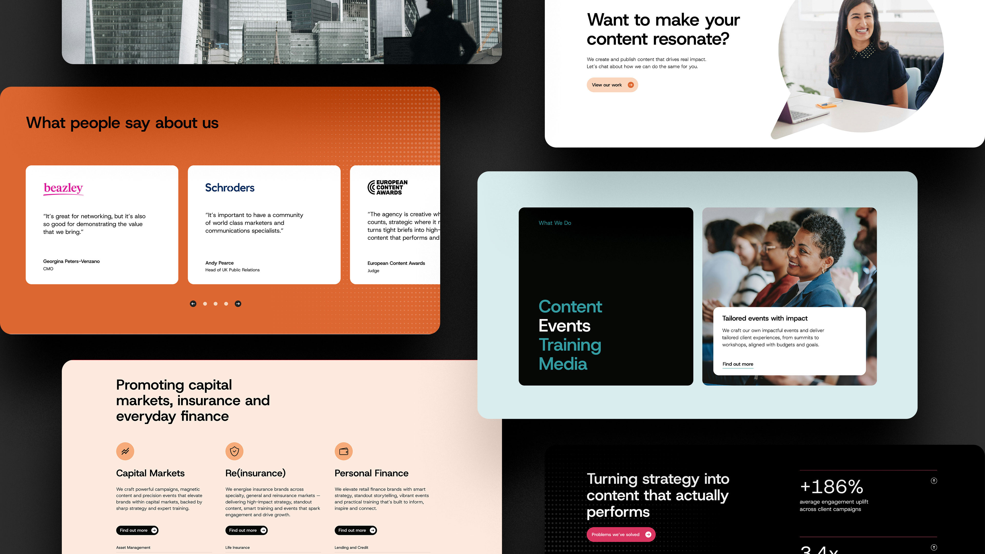 collage of website design