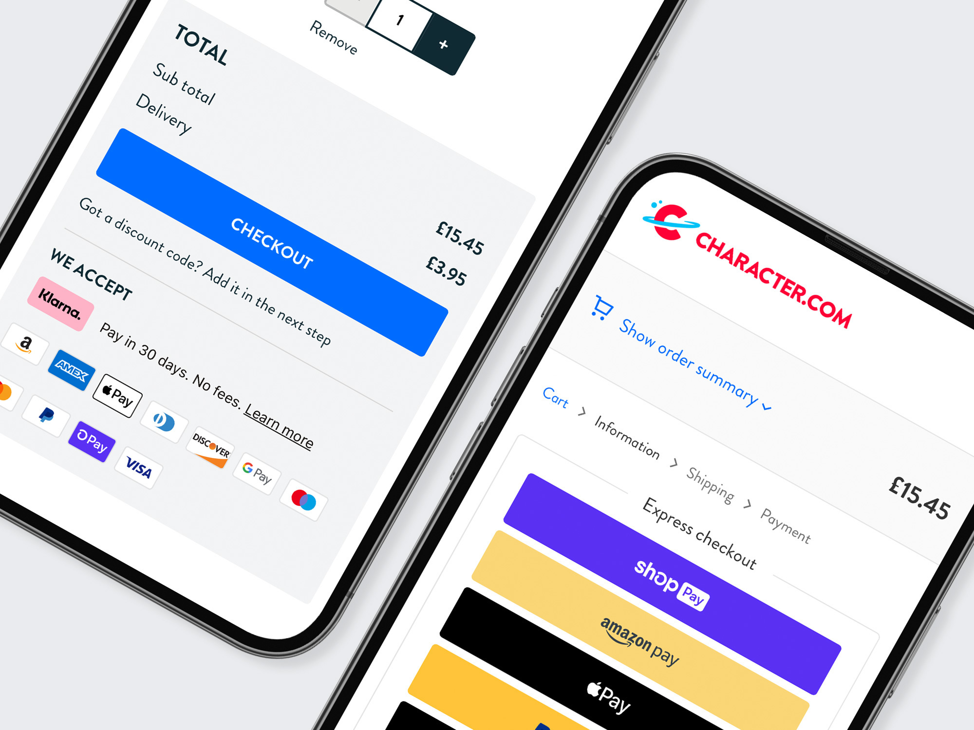The Shopify checkout experience shown on a mobile device