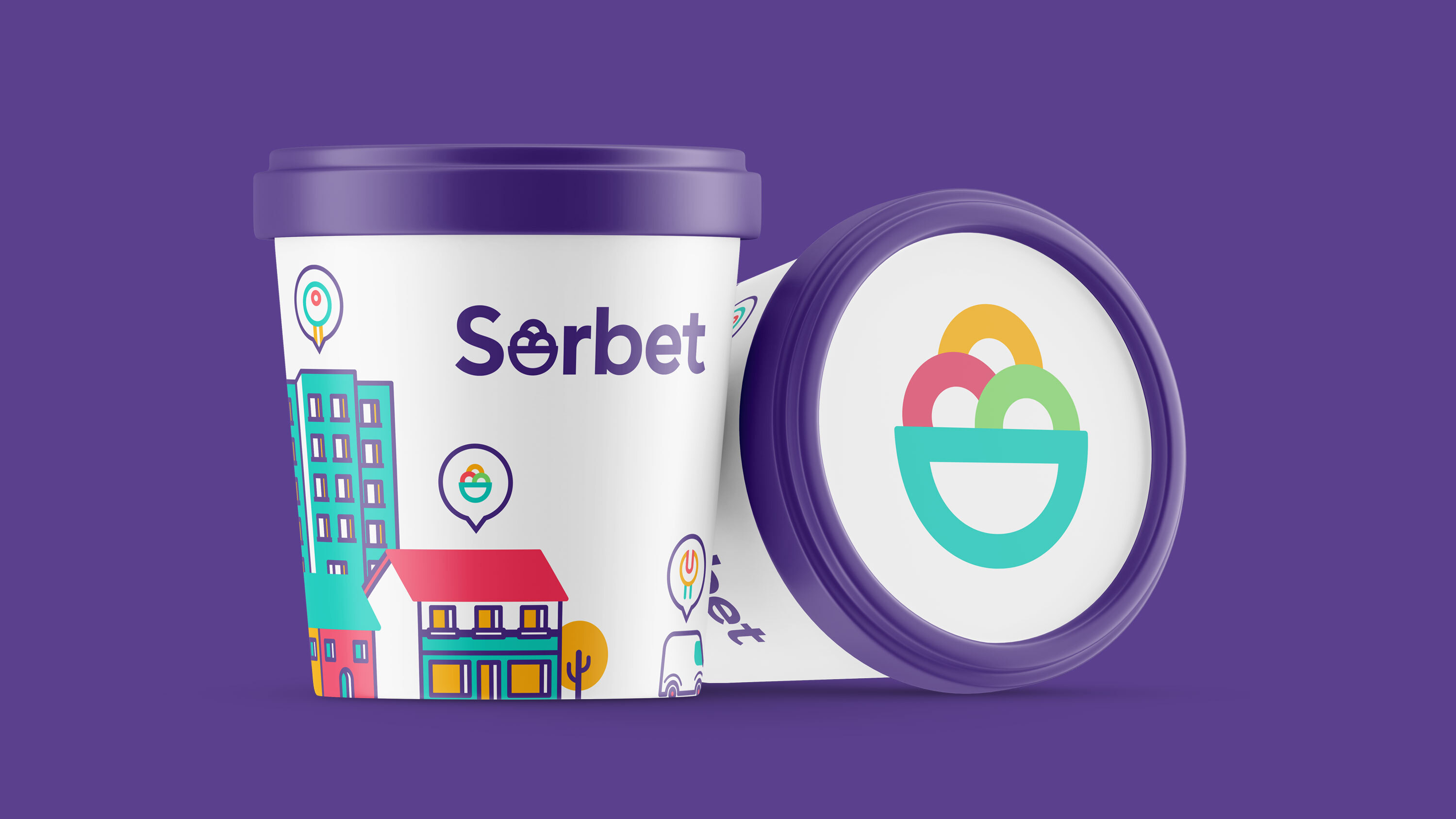 A tub of sorbet with the Sorbet branding on
