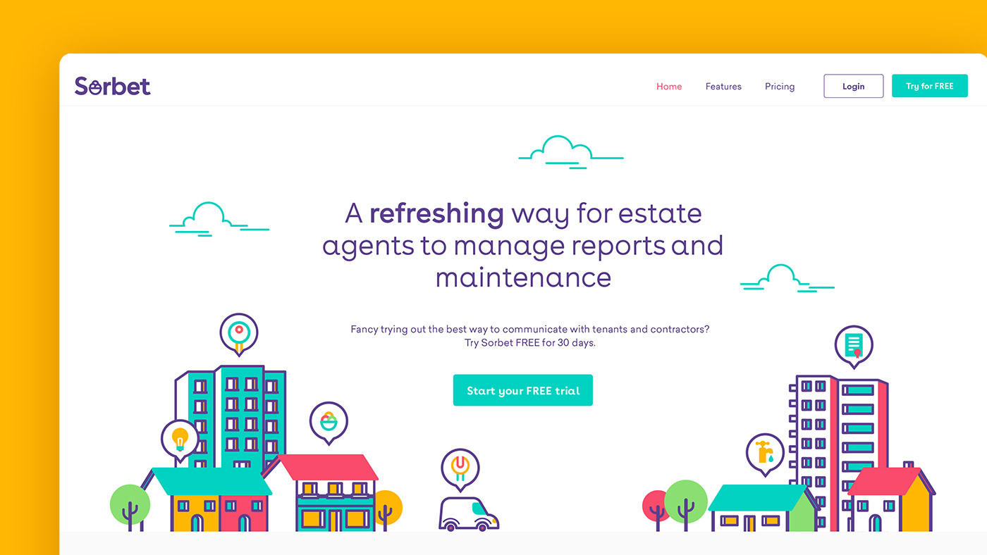the sorbet homepage website design